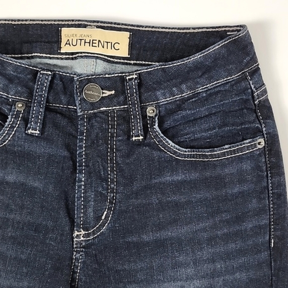 Silver Jeans Authentic The Curvy High Skinny Western Glove Works Blue Denim Sz 0 - Picture 3 of 14